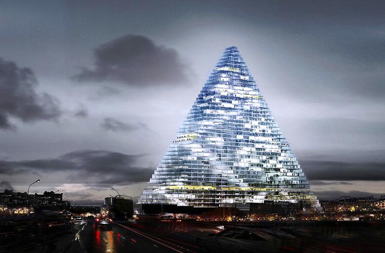Den enorme glaspyramide skal opføres i Paris' sydvestlige udkant. - Modelfoto: AP 