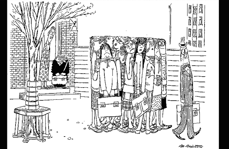 Tegning af satiretegneren Bo Bojesen. Bojesen døde for knap to år siden, 83 år gammel. 