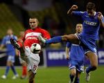 Ignas Dedura (tv.) og restem af Spartak Moskva havde en heldig dag, da de samlet slog tjekkiske Banik Ostrava. 