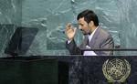 Irans præsident, Mahmoud Ahmadinejad, på FN's talerstol 23. september. Irans ledere holder fast i landets atomprogram trods trussel om sanktioner. Arkivfoto. 