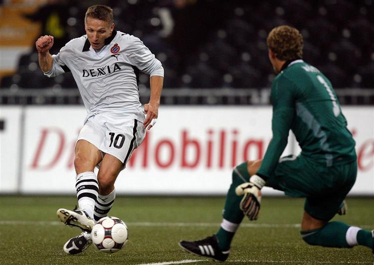 Wesley Sonck er en af stjernerne hos Club Brugge. Landsholdsangriberen scorede i begge Uefa Cup-kampe mod Young Boys. 