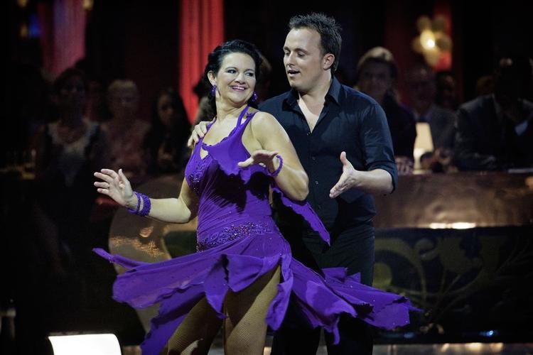 Anne-Mette Rasmussen med sin dansepartner, Thomas Evers Poulsen, ved en af de foregående Vild med Dans-aftener. 