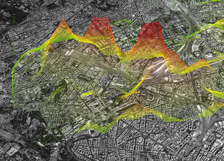 RTC foregår på Rådhuspladsen. Billedet her er fra et  realtime-projekt i Rom i 2006, og grafikken på skærmen er anderledes i dag. 