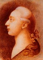 Den 25-årige Giacomo  Casanova portrætteret af sin bror,  Francesco, der var billedkunstner.  Illustration fra bogen 