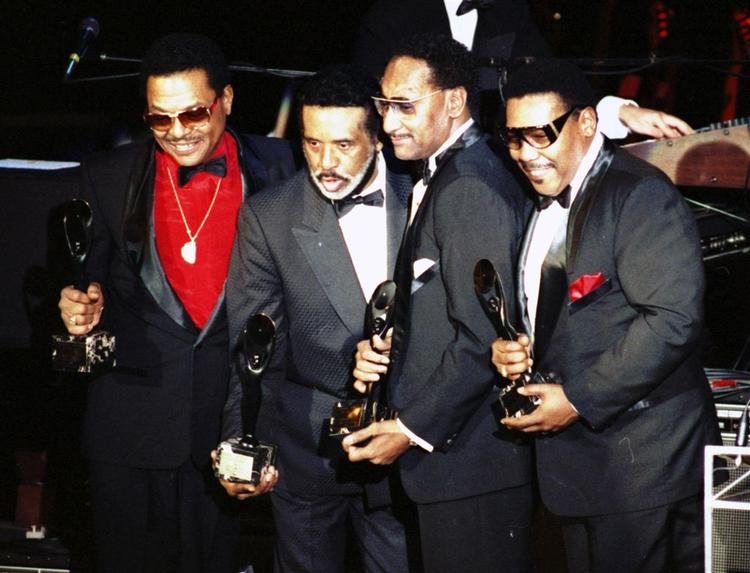 Foto fra 1990: Fra venstre Renaldo 'Obie' Benson,  Levi Stubbs, Abdul 'Duke' Fakir og Lawrence Payton. Abdul Fakir er nu den eneste fra kvartetten i live. 