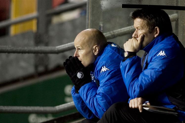Ståle Solbakken (tv.) synes, FCK havde spillet som et tegneseriehold, da det tabte til Saint-Etienne i Uefa Cuppen. Så hård var han ikke efter dagens kamp mod OB. 