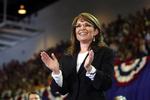 Her ses den republikanske vicepræsidentkandidat, Sarah Palin, til en tale i Asheville. Arkivfoto. 