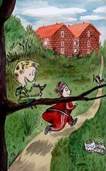 Hvis du affyrer slangebøssen mod en rød dames store bagdel, så står den på 'høvl'. Illustration fra omslaget/Rasmus Bregnhøj 