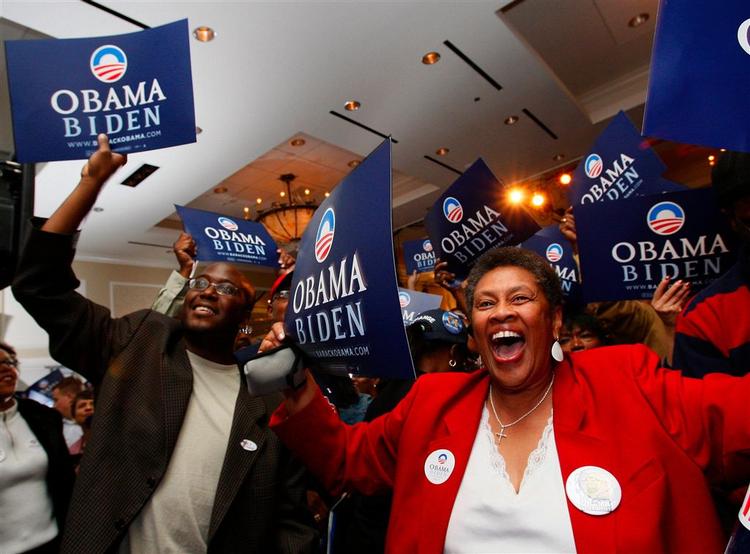 Stemningen var høj hos de mange Obama-fester i det ganske USA. Her er vi i Oklahoma City. 