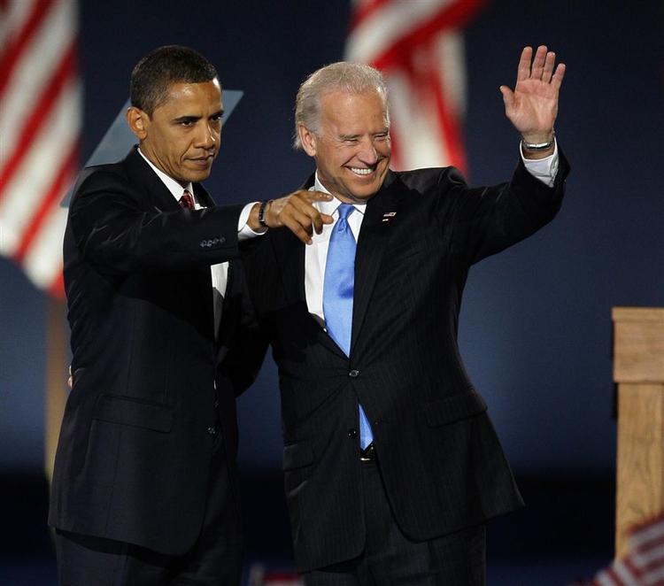 USA's næste præsident Barack Obama og den kommende vicepræsident Joe Biden da sejren er en realitet. 