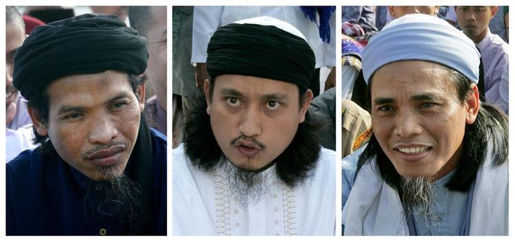 De tre henrettede, som stod bag Balibomberne: Fra venstre er det Ali Ghufron, Imam Samudra og Amrozi Nurhasyim. Arkivfoto. 