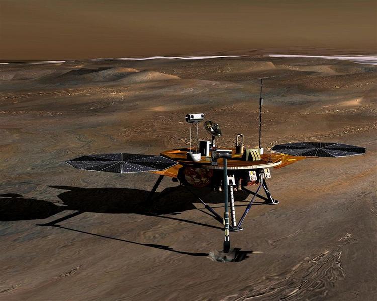 Kontakten til Phoenix Mars Lander er gået tabt og missionen må afsluttes. NASA-illustration. 