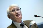 »Politik handler om at skabe retfærdighed. Meget kan man sige om kapitalen. Men det er ikke lige det, den er bedst kendt for« Foto: David Bering,  Professor i filosofi i Heidelberg og i Frankfurt, Jürgen Habermas, forelæste onsdag på Århus Universitet. 