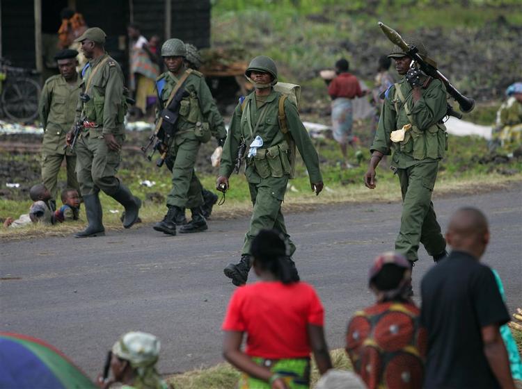 Regeringssoldater i Kibati nord for Goma. 