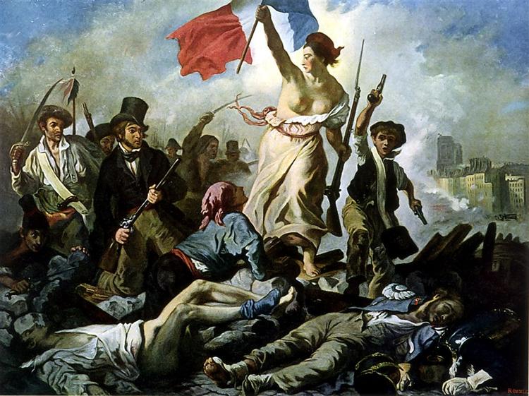 Eugen Delacroix' verdensbrerømte maleri fra 1830, »Friheden fører folket på barrikaderne«, hænger på Louvre i Paris og kan opleves på EU's onlinebibliotek. 