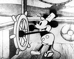 'Steamboat Willie' fra 1928 var den tredje Mickey Mouse-film, men den første, som det lykkedes Walt Disney at distribueret offentligt. Da den udkom for 80 år siden, fik Disney ikke forsynet den med den korrekte copyright-angivelse. Foto: The Walt Disney Company 