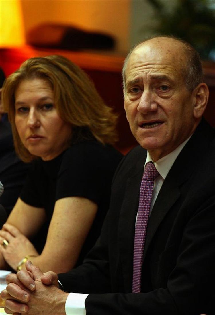Tsipi Livni og Ehud Olmert fotograferet tidligere i år. 