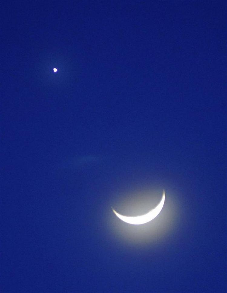 Foto af Venus og månen fra en tidligere okkultation i Indien. 