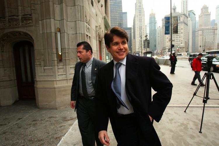 Illinois guvernør Rod Blagojevich på vej til et interview med CNN, dagen før hans anholdelse. 