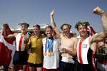 Bent Jensen (i midten) ved OL i Athen i 2004, hvor han trænede Thor Kristensen, Thomas Ebert, Eskild Ebbesen og Stephan Mølvig til en guldmedalje i letvægtsfireren. 