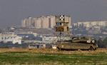 En israelsk tank ved Gaza. 