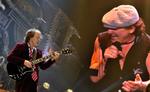 Angus Young til venstre og Brian Johnson til højre. AC/DC kommer til Danmark. Arkivfoto. 