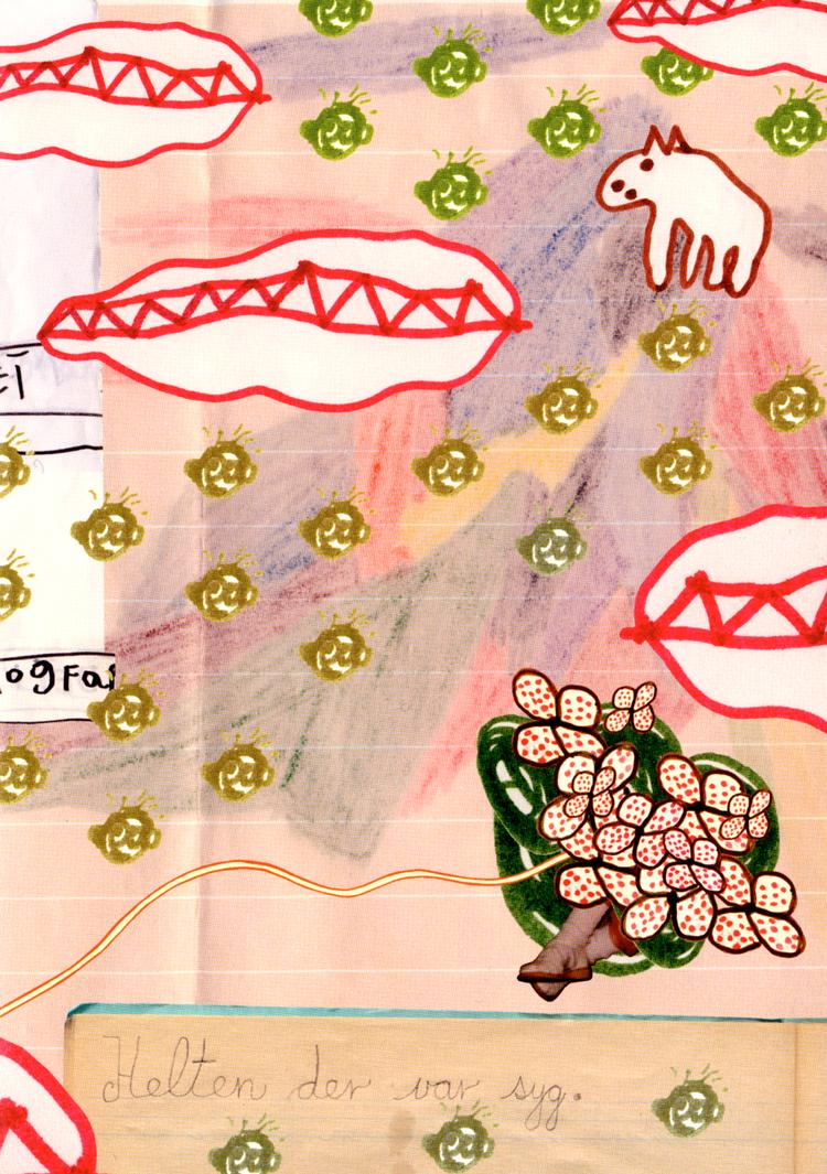 NÆRMILJØ. Dy Plambeck fortæller bl.a. om Røvballe-bakken, der var meget stejl. Ellers er der nu ikke så farligt i hendes barndomsland. Illustration: Helle Vibeke Jensen 