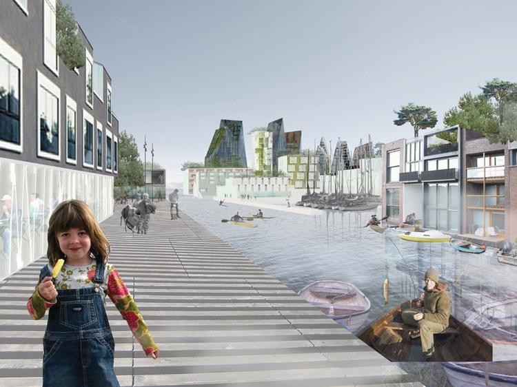 Luftkastel eller rigtig by. En illustration fra projektet 'Nordre Frikvarter' fra tegnestuen Polyform, som sammen et dansk og norsk arkitektfirma vandt den internationale idekonkurrence om byudviklingen i Nordhavnen i København. 