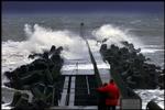 Skumsprøjt i Nr. Vorupør i Nordvestjylland ved en tidligere storm. (arkivfoto) 