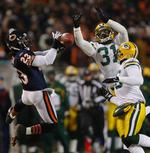 Chicago og Devin Hester (til venstre) vandt i nat  20-17 hjemme over Green Bay Packers. 