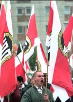 Tyske højreekstremister og danske nynazister demonstrerer i Rostock. (Arkivfoto) 