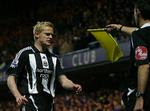 Premier League-klubben Newcastle har været til salg siden efteråret. Nu har ejeren opgivet at sælge. Fotoet viser klubbens spiller Damien Duff. 