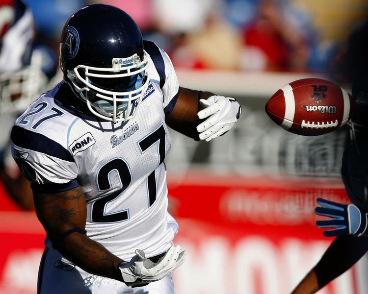 Ricky Williams i aktion for sin canadiske klub i 2006. Arkivfoto. 