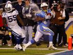 San Diegos Darren Sproles (th.) var blot med som reserve, men blev holdets store spiller i sejren over Indiaapolis Colts. 