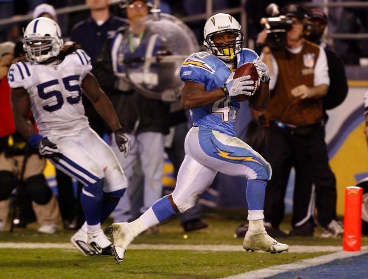 San Diegos Darren Sproles (th.) var blot med som reserve, men blev holdets store spiller i sejren over Indiaapolis Colts. 