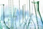 Glass lab flasks, test tubes and beakers.
