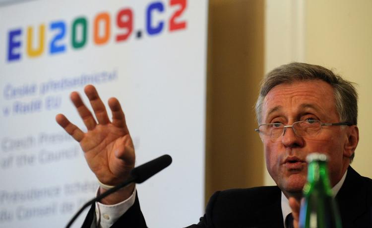 Tjekkiets premierminister, Mirek Topolánek, taler på vegne af EU i gaskrisen med Rusland, da Tjekkiet fra årsskiftet har overtaget formandsskabe i EU. 
