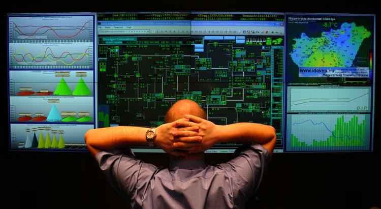 Ukraine har underskrevet den aftale med Rusland, der skal sikre gas til frysende europæere. Her er det en ansat i den ungarske gasforsyning, der overvåger forsyningsnettet. 