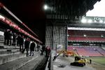Parken under nedrivningen af D-tribunen. 