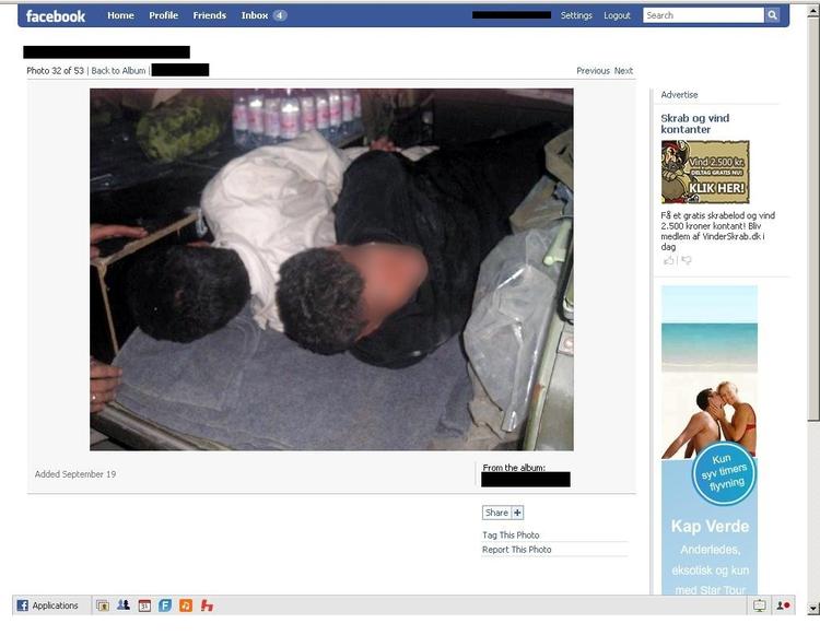 Billede af Facebook-siden med fotografiet af irakeren, der dog her er blevet sløret. 