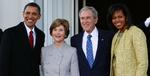 Barack Obama, Laura Bush, George W. Bush og Michelle Obama. 