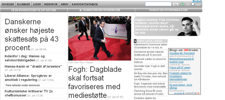 Aviser på papir er sikret mediestøtte via momsfritagelse på millioner af kroner, lover statsminister Anders Fogh Rasmussen. En ren netavis som 180grader.dk skal derimod ikke have en øre? Er du enig ? 