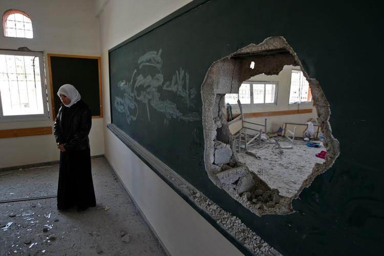 Balqis pigeskole i Gaza By blev ramt af israelske granater under krigen. 