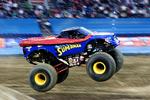 Kæmpe trucks fra Monster Jam European Tour lagde for første gang vejen forbi Danmark, da de sidste år kørte på Brøndby Stadion. Arkivfoto. 