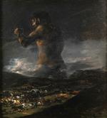 Prado Museet i Madrid har længe haft mistanken. Nu skulle det være bevist, at det ikke var Francisco de Goya, der malede mesterværket 'Kolossen'.  AP-foto af 'Kolossen'. 
