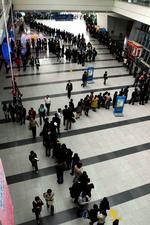 Finanskrisen har ramt hele verden. Her er det sydkoreanere, der står i kø til et arbejde på en jobmesse i november. 