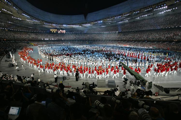 The opening ceremony at the Beijing Olympics. Ten countries and five disciplines should have been barred due to failure to live up to the IOC's rules on anti-doping. 