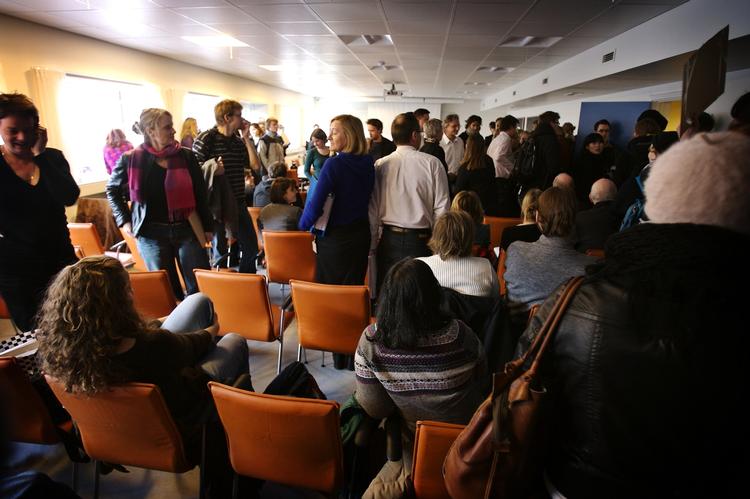 Studerende holder protestmøde på Roskilde Universitet. Arkivfoto 