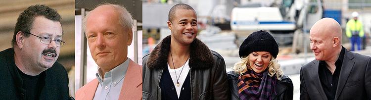 Enhedslistens Per Clausen (tv) vil have ministeren til at sikre, at Ole Hyltoft (midt) ikke får held til at presse 'X Factor' (th) og andre ungdomsprogrammer ud af DR's sendeflade. Fotos: Jens Dresling og Lars Hansen 