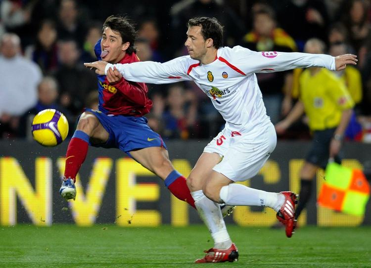 Bojan Krkic (tv.) stod for oplægget til det første af FC Barcelonas mål i pokalkampen mod Mallorca. 